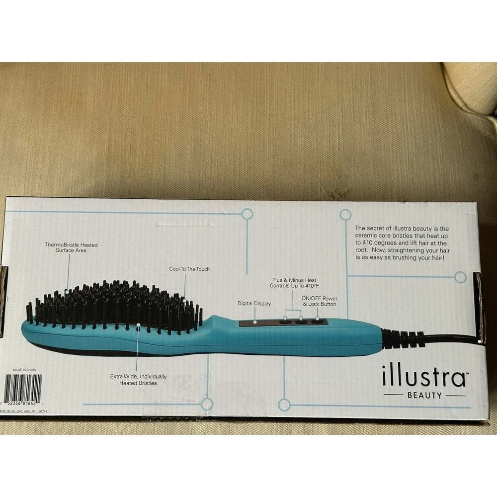 illustra Beauty Thermo Bristle Heated Straightening Styling Brush White